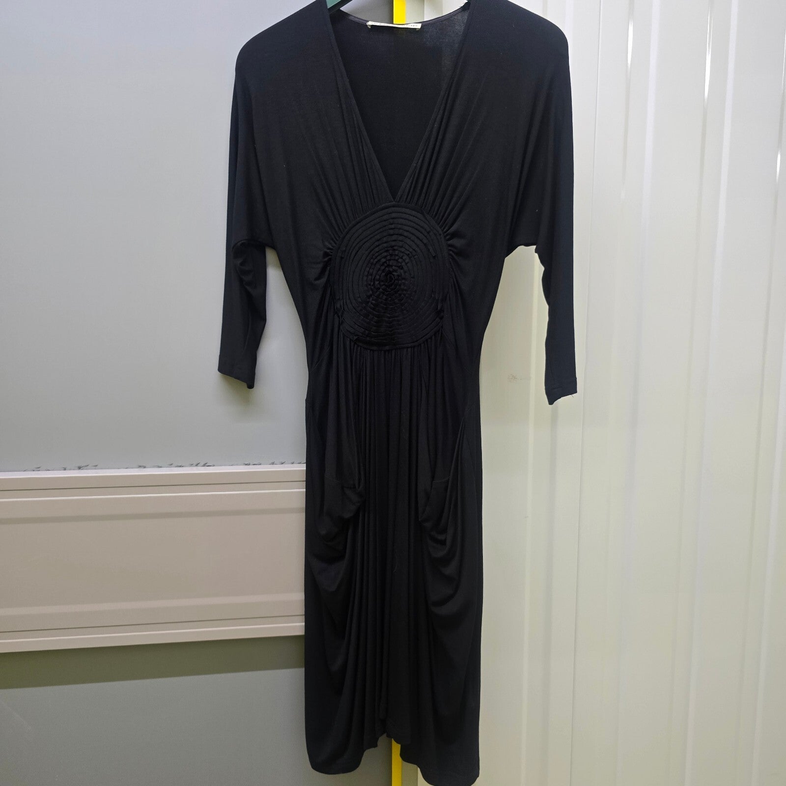 Day Birger et Mikkelsen Black Modal Blend Midi Dress with Circular Detail, XS