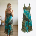 Per Una Elegant Blue and Brown Tie-Dye Layered Midi Dress Size 12, wedding, glam