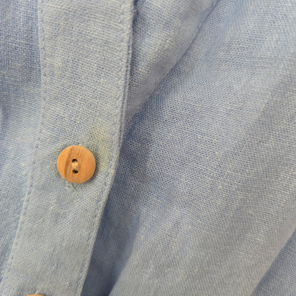 Zara Light Blue Linen Viscose Blend Shirt Dress with Button Detail, Collar, XL