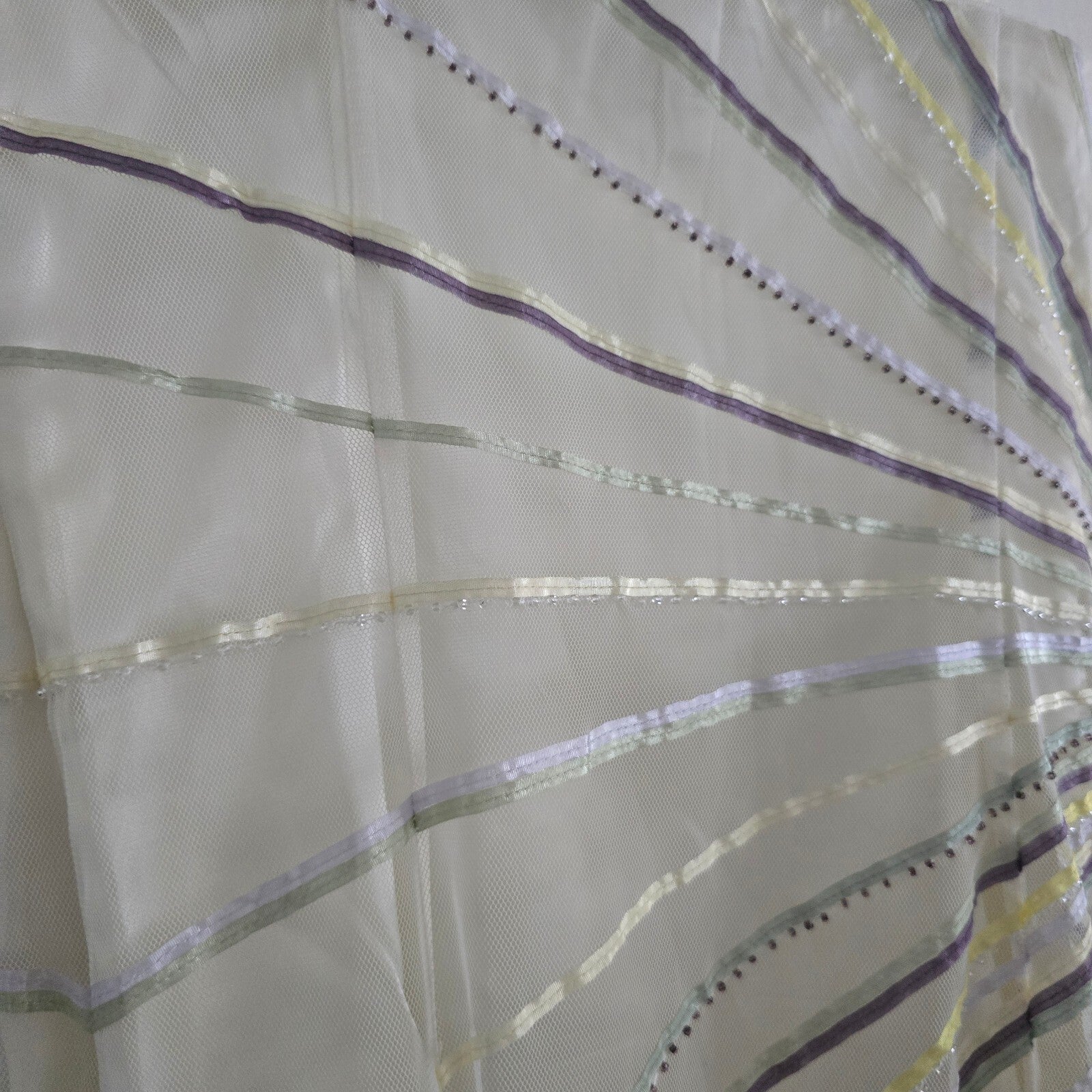 Coast Vintage Elegant White Evening Dress with Multicolour Striped Detail Size 8