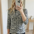 Karen Millen XS Black and White Knit Sweater Jumper with Fringe Detail BNWT, S