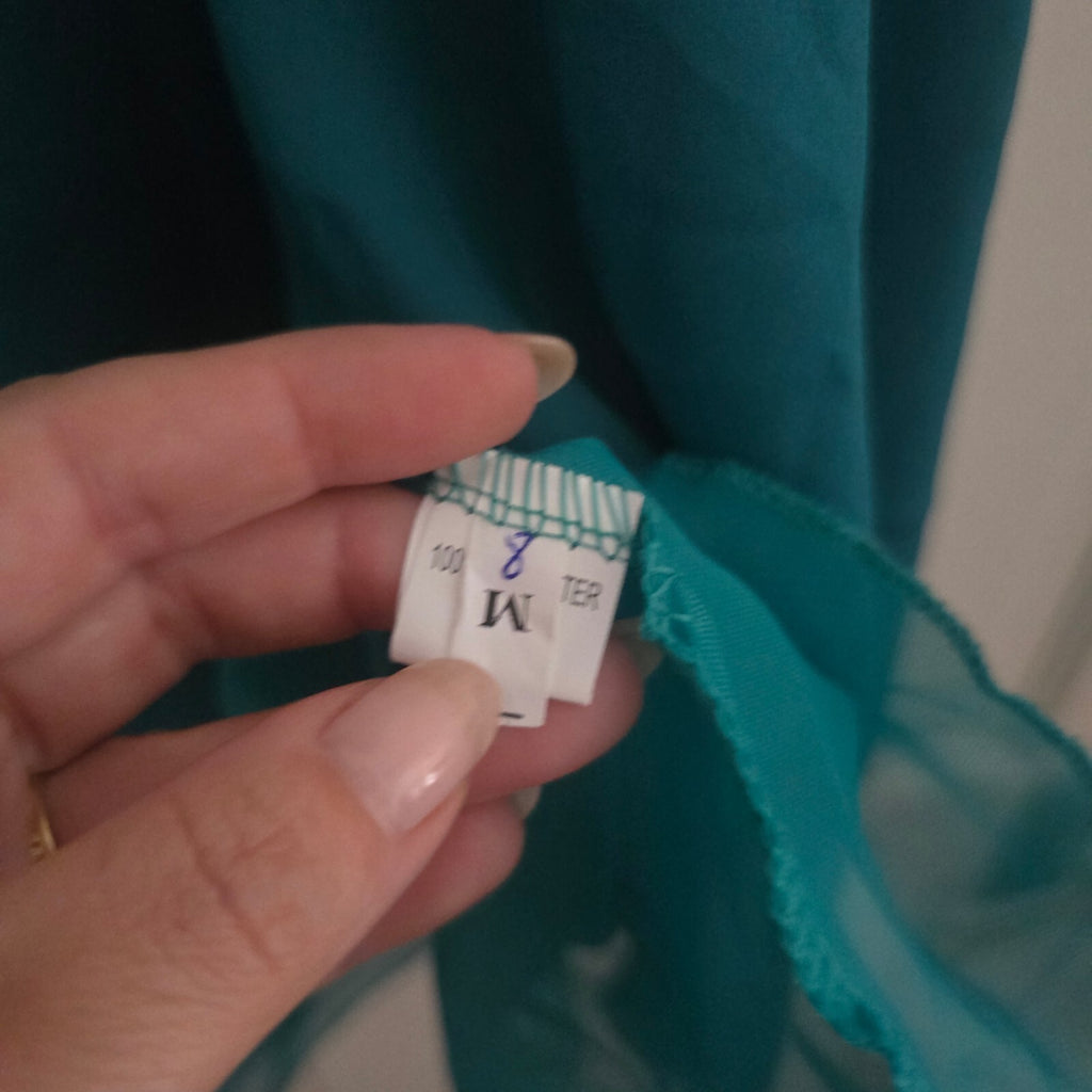 Teal Sleeveless High-Low Dress with Button Back Closure, Size Medium