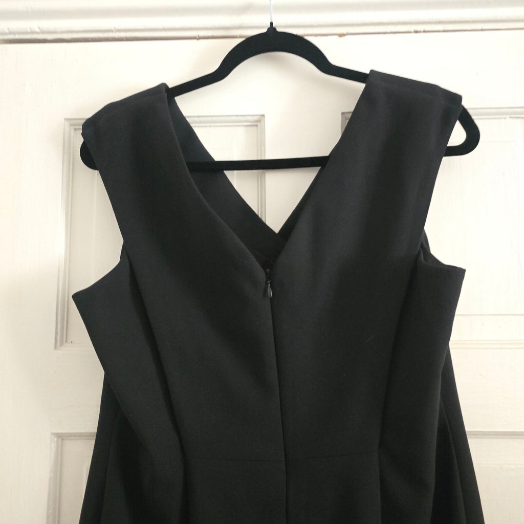 M&S Collection Black Sleeveless V-Neck Formal Business Tailored Midi Dress UK 14