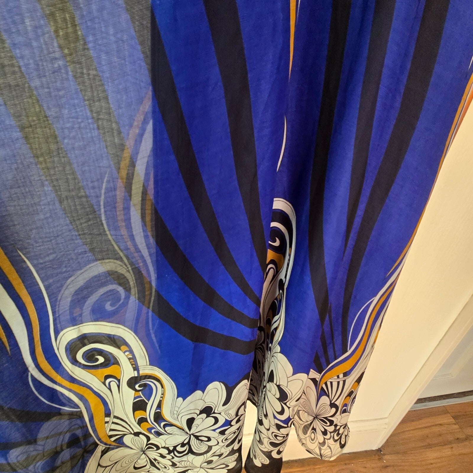 Tribeca Blue and Black Floral Halter Maxi Dress UK Size 8