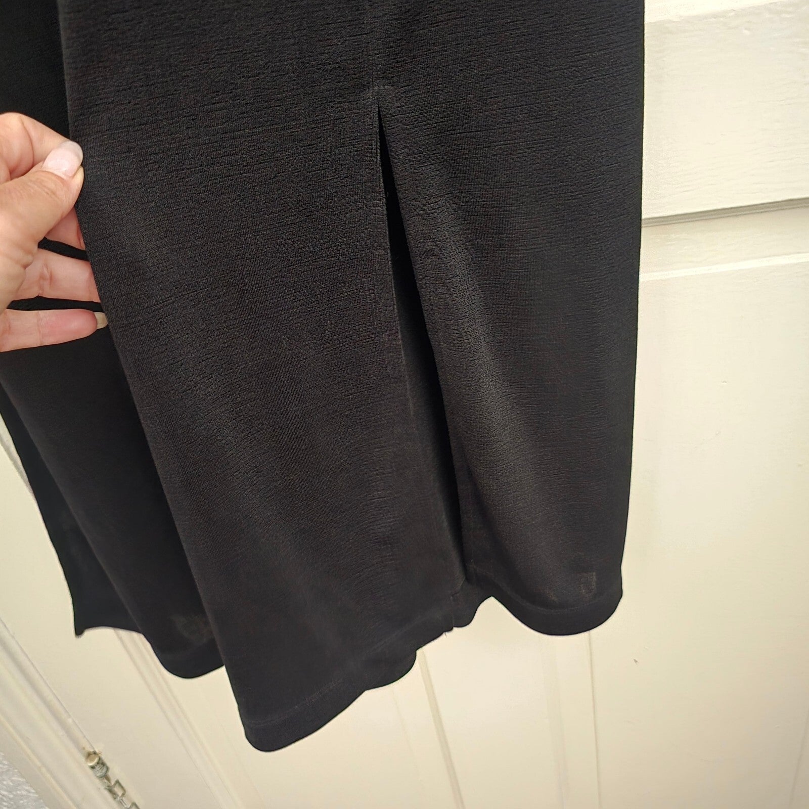 Damart Black Sleeveless Maxi Dress Size 18, small side slits,