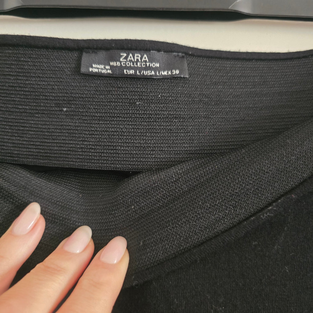 Zara W&B Collection Black Long Thin Knitted Stretch Skirt Size L