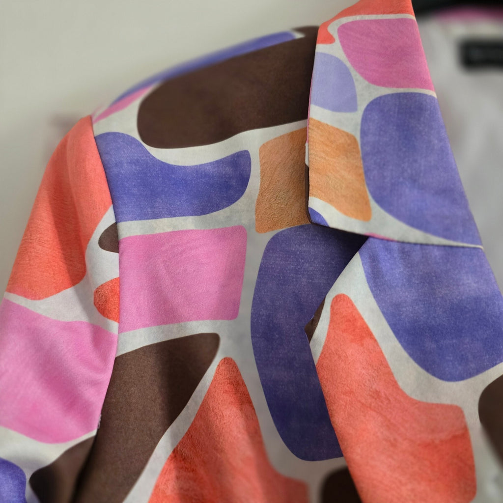 PrettyLittleThing Multicolour Abstract Print Blazer UK 14, oversized, retro