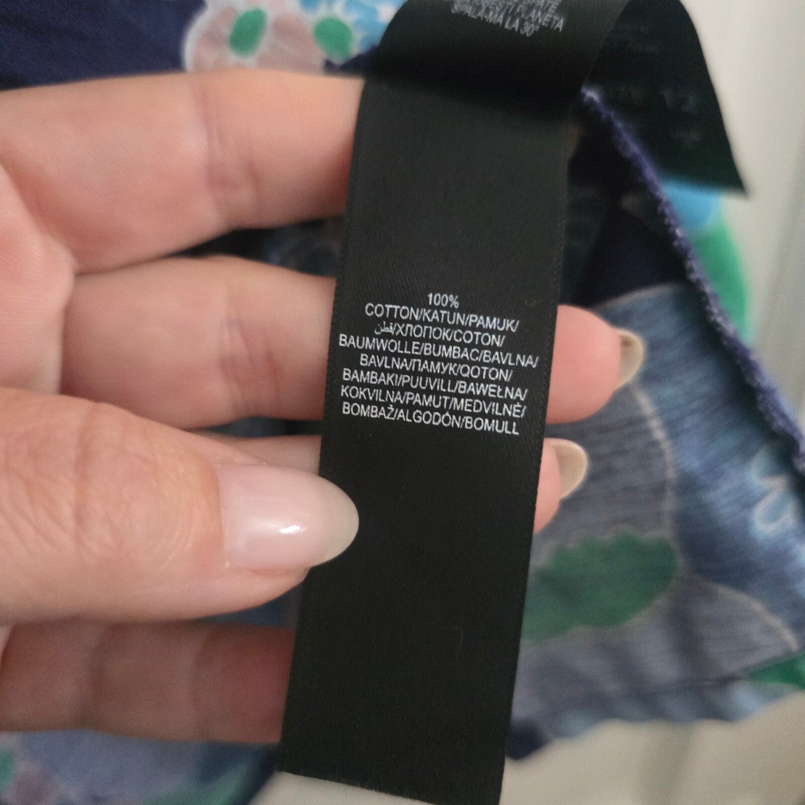 By Henry Holland Navy Blue Floral Cotton Dress Size 12, retro, festival, rare