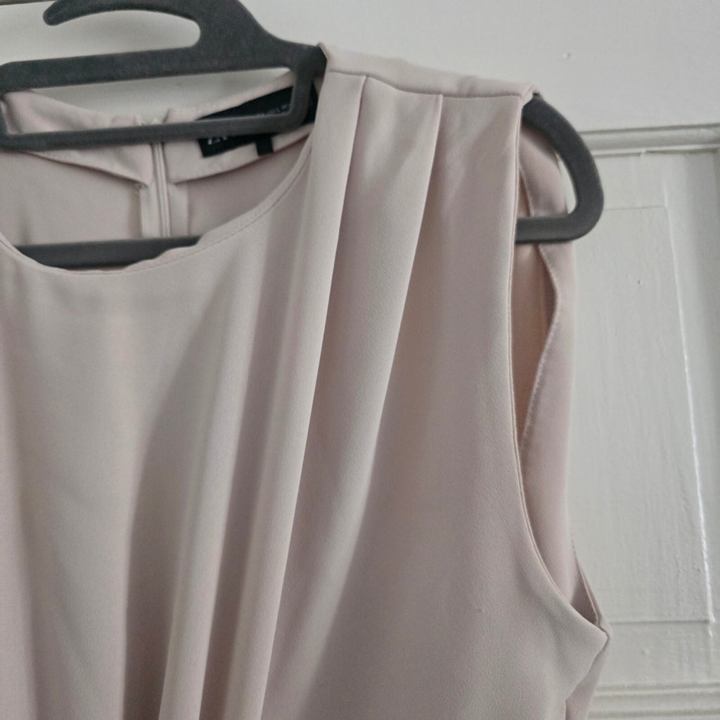 ZARA Elegant Sleeveless Dress with Gold Buckle and cut out Detail, Size L