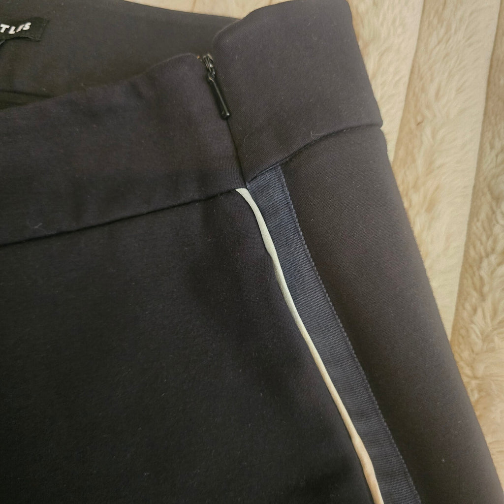 Whistles Black Wide Leg Trousers with Side Stripe UK 12, high waisted, formal