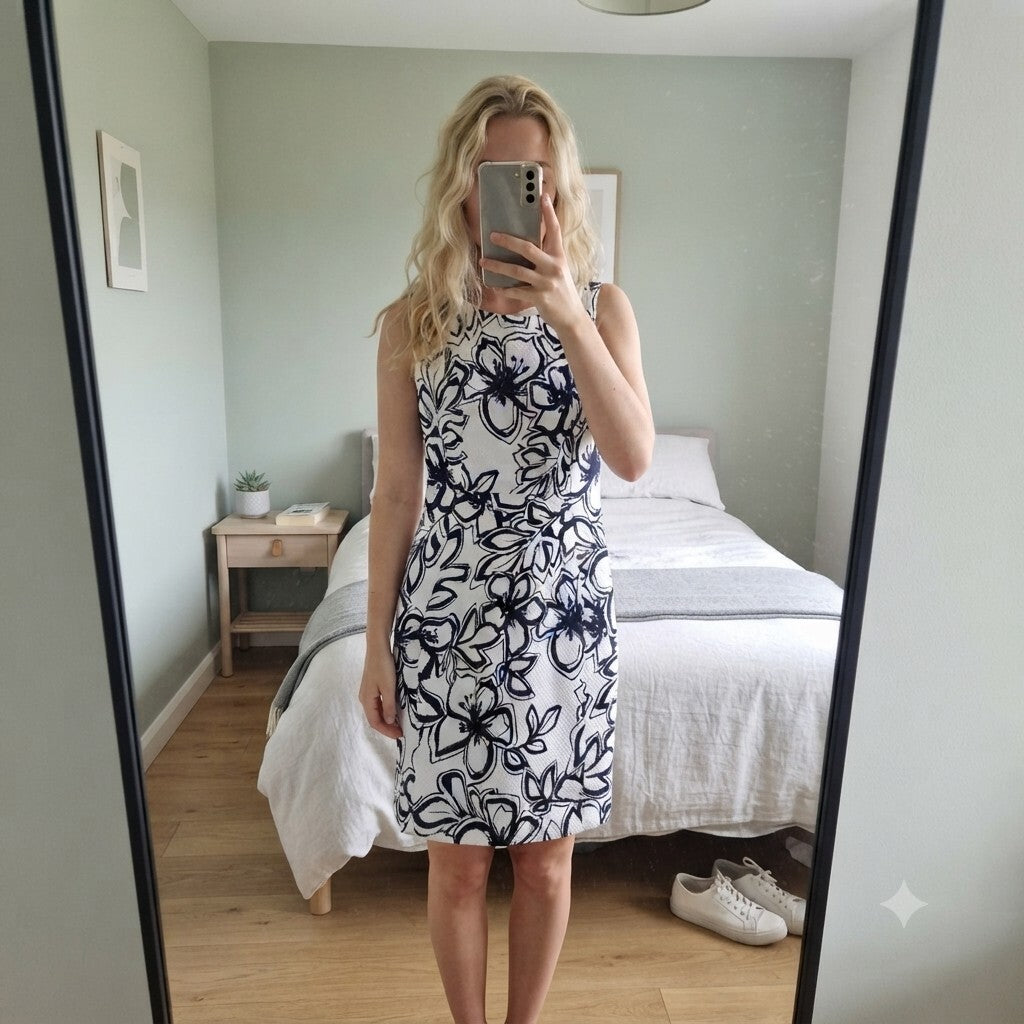Chaps Women's Black and White Floral Sleeveless Mini Dress Size 6
