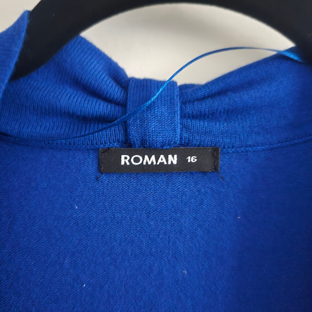 Roman Women's Cobalt Blue Open Front Cropped Cardigan Size 16