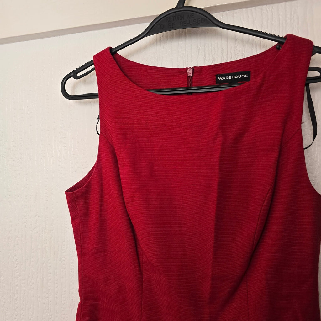 Warehouse Red Sleeveless Drop Waist Dress UK 10