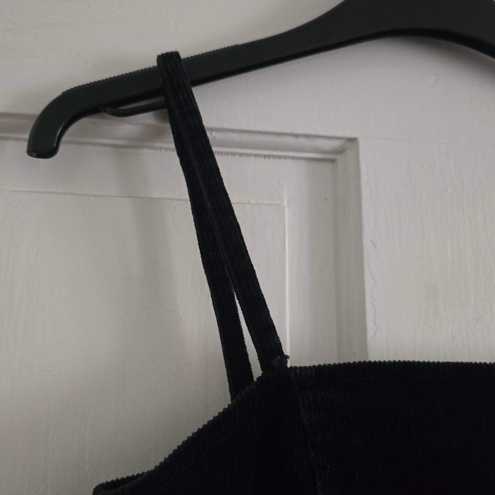 H&M Divided Black strappy Corduroy Mini Dress UK 8 / EUR 36, back zip