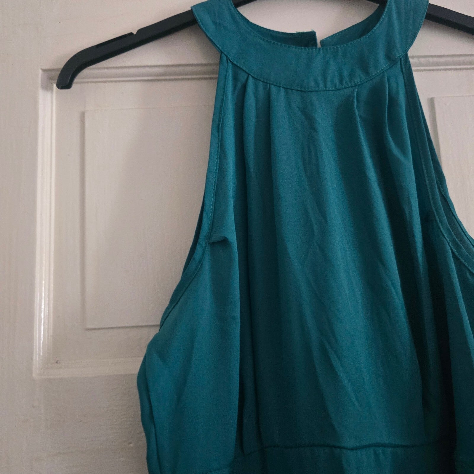 Teal Sleeveless High-Low Dress with Button Back Closure, Size Medium