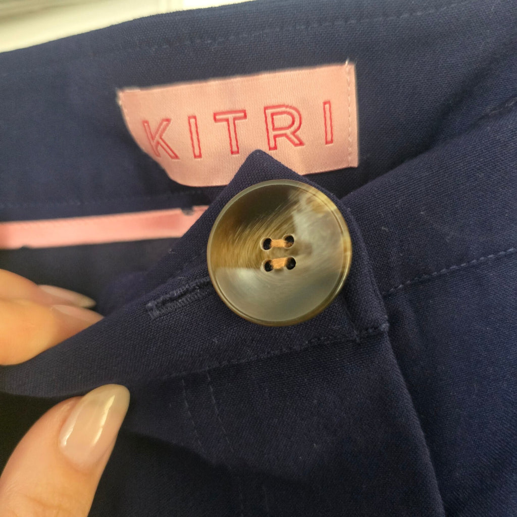 KITRI Navy Blue Wide-Leg Trousers UK 12 / US 8