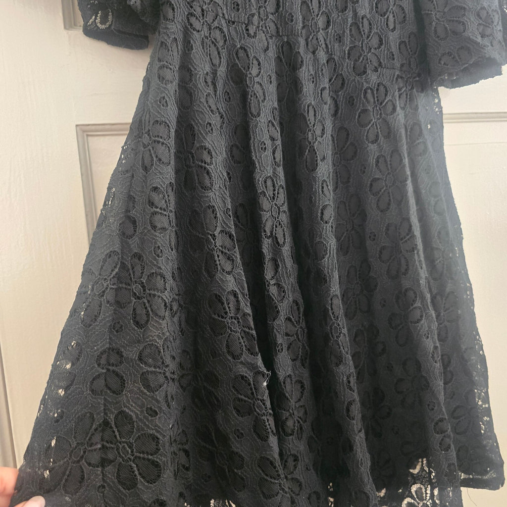 Boohoo Black Lace Fit & Flare Dress UK 10, mini length, floaty