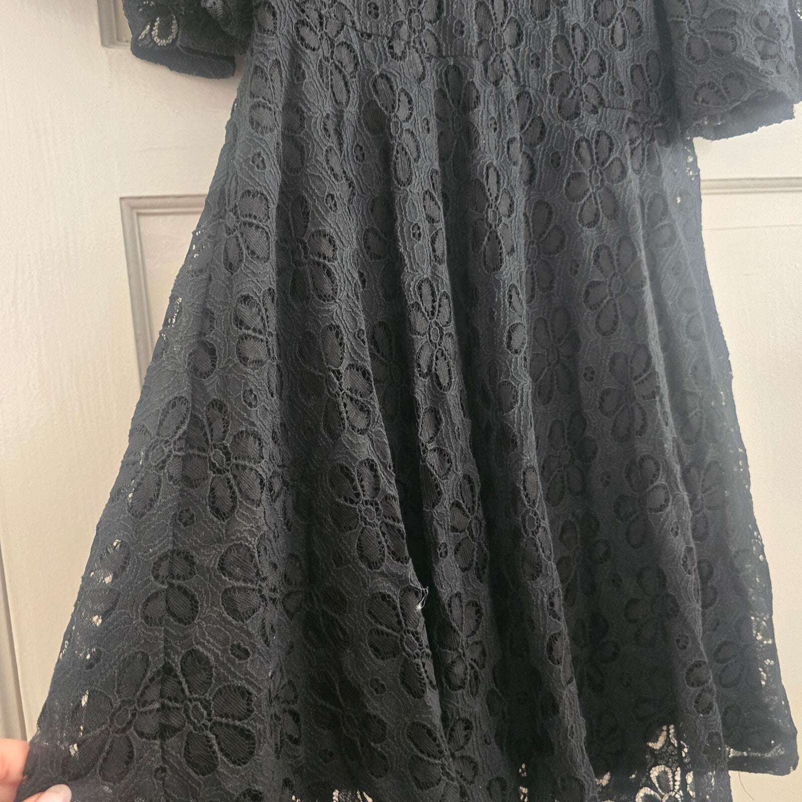 Boohoo Black Lace Fit & Flare Dress UK 10, mini length, floaty