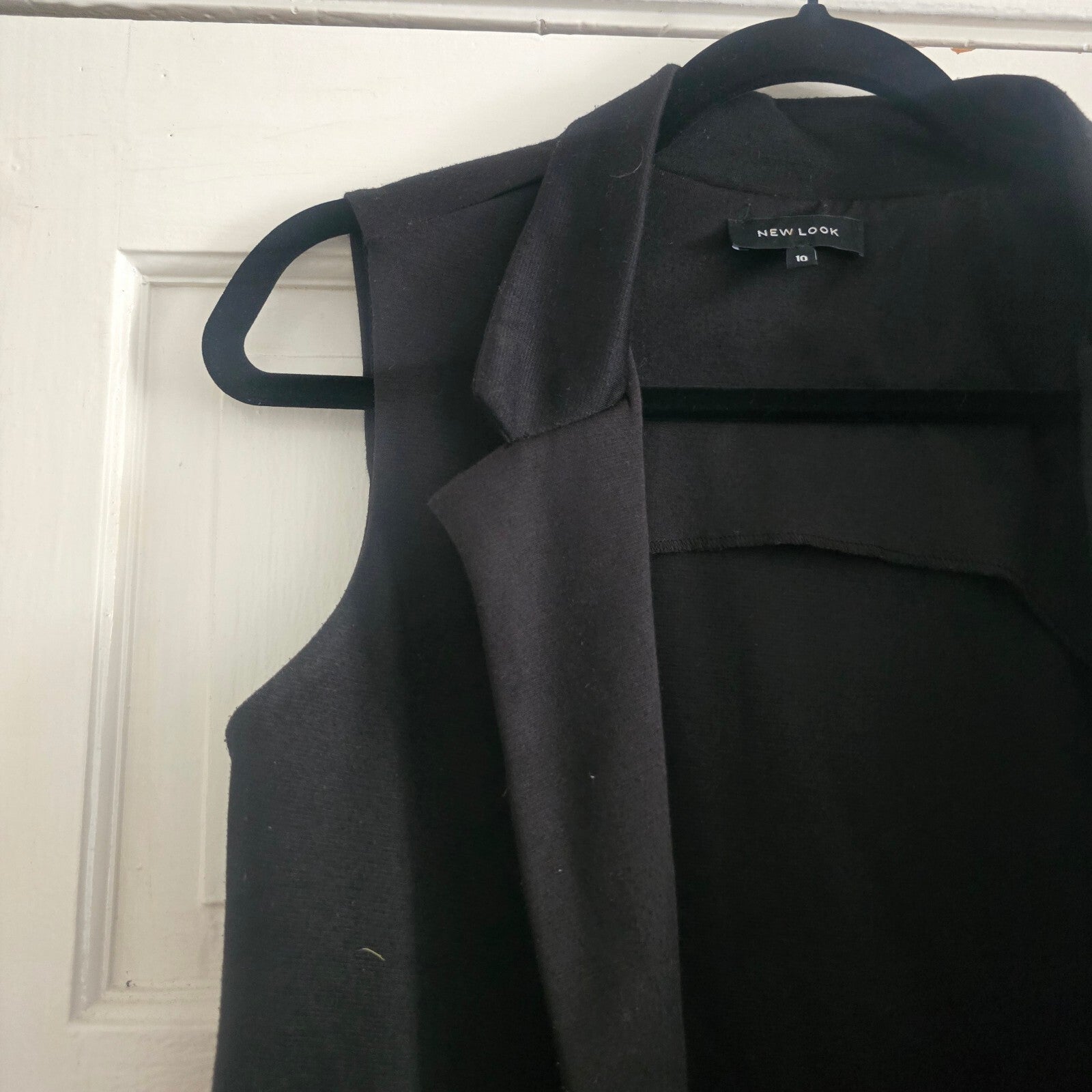 New Look Black Sleeveless Longline Blazer Vest Wasitcoat Size 10
