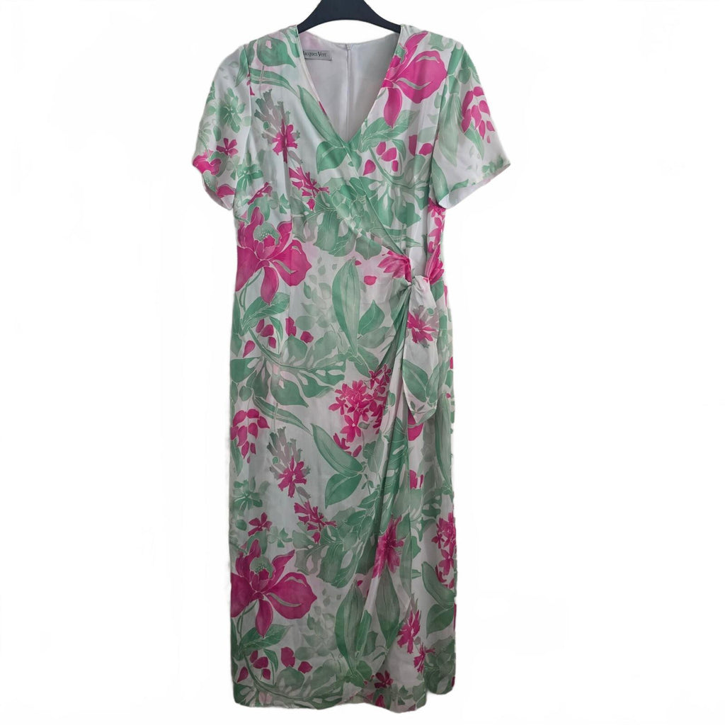 Jacques Vert Floral Wrap Midi Dress UK 12, v neck, wedding, party