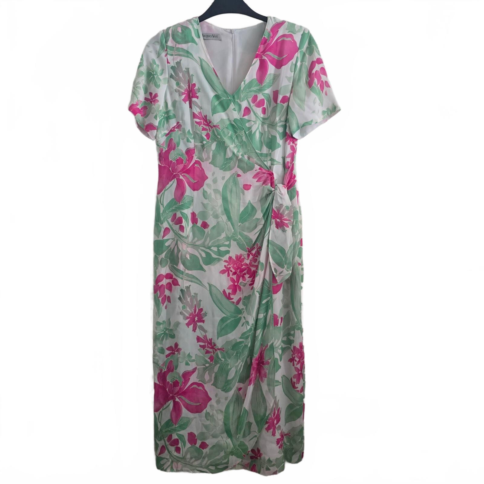 Jacques Vert Floral Wrap Midi Dress UK 12, v neck, wedding, party