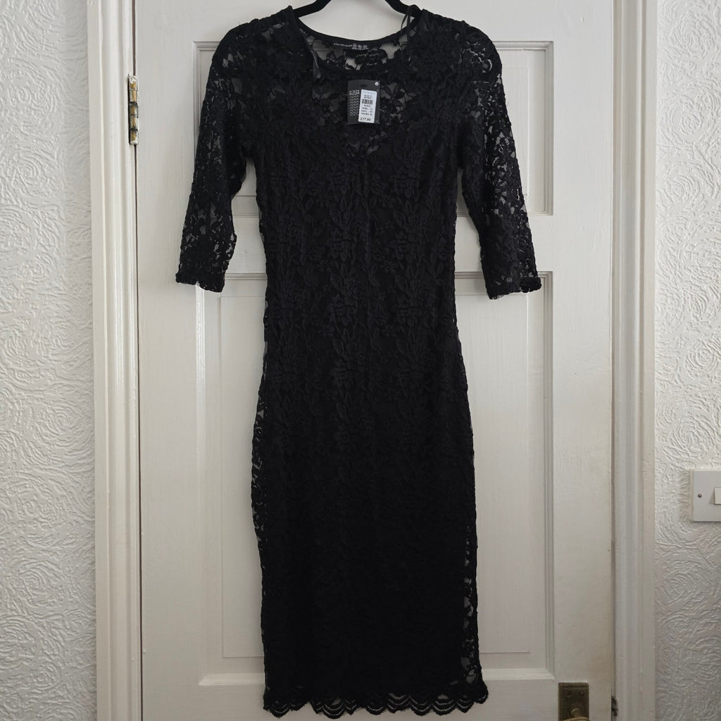 Atmosphere Black Lace Midi Dress UK 12 BNWT glam party