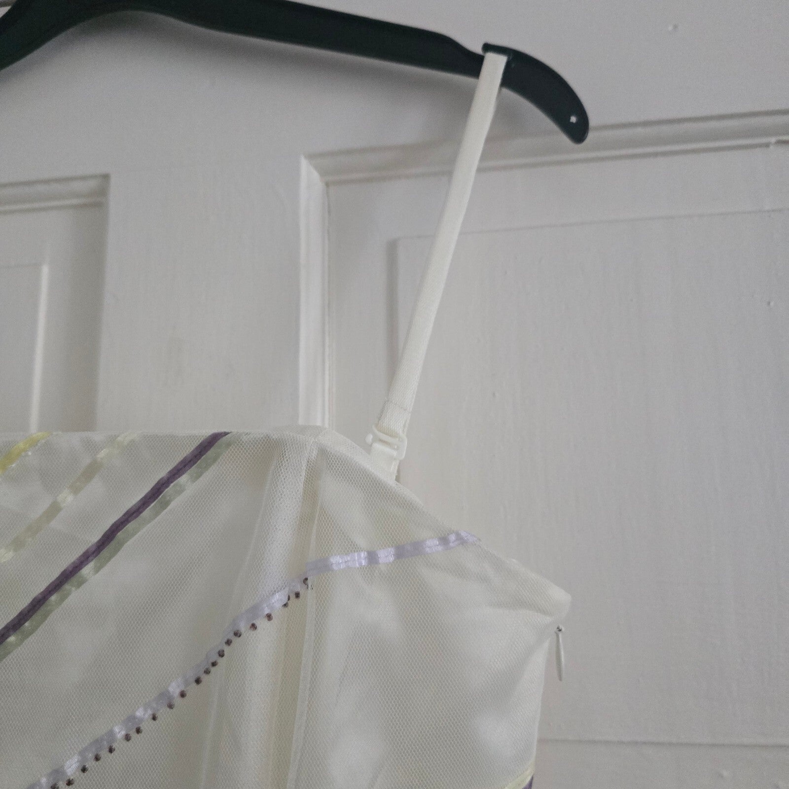 Coast Vintage Elegant White Evening Dress with Multicolour Striped Detail Size 8