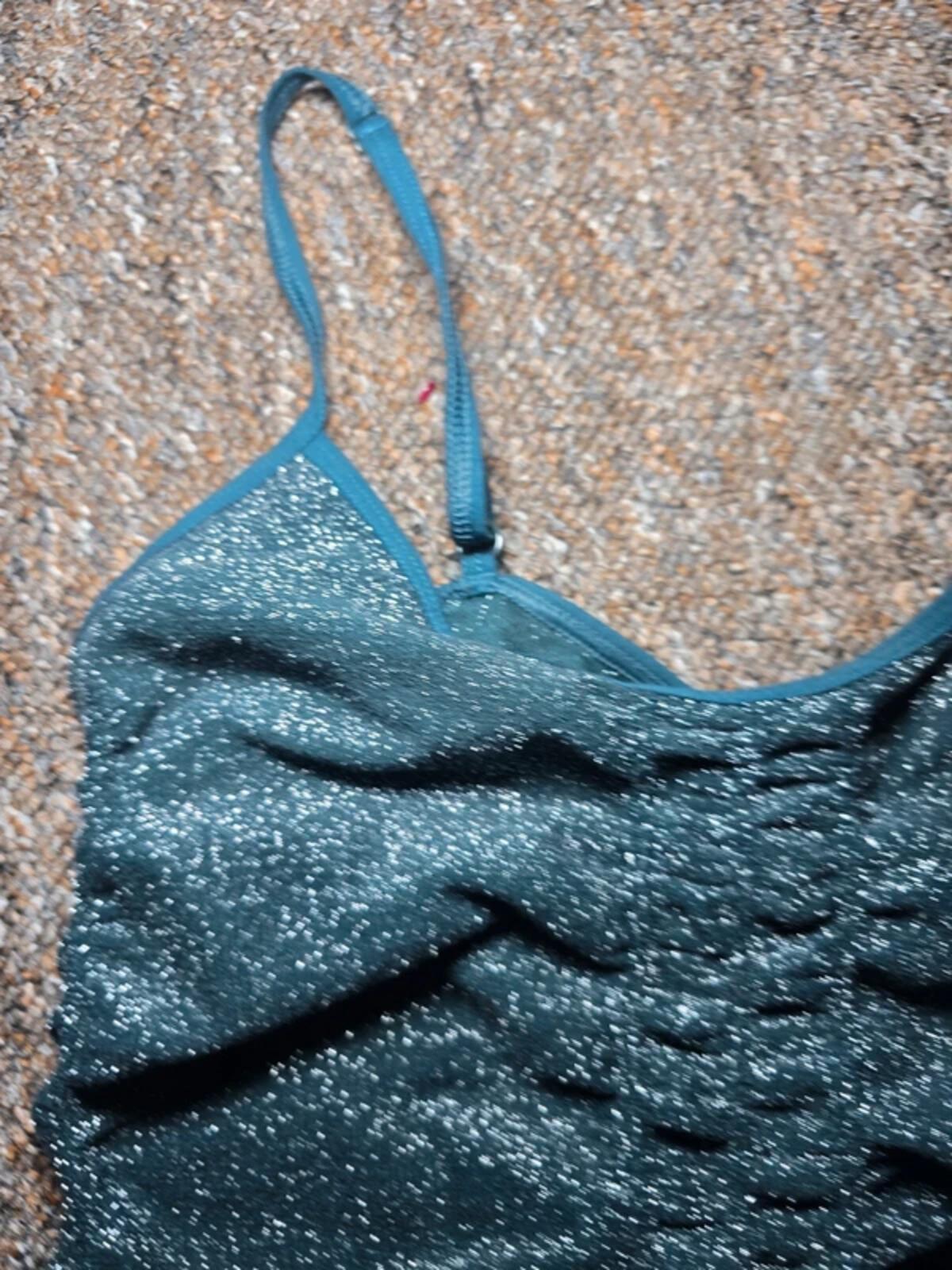 Urban Outfitters Teal Glitter Ruched bodycon Mini Dress – Size XS – Y2K Party