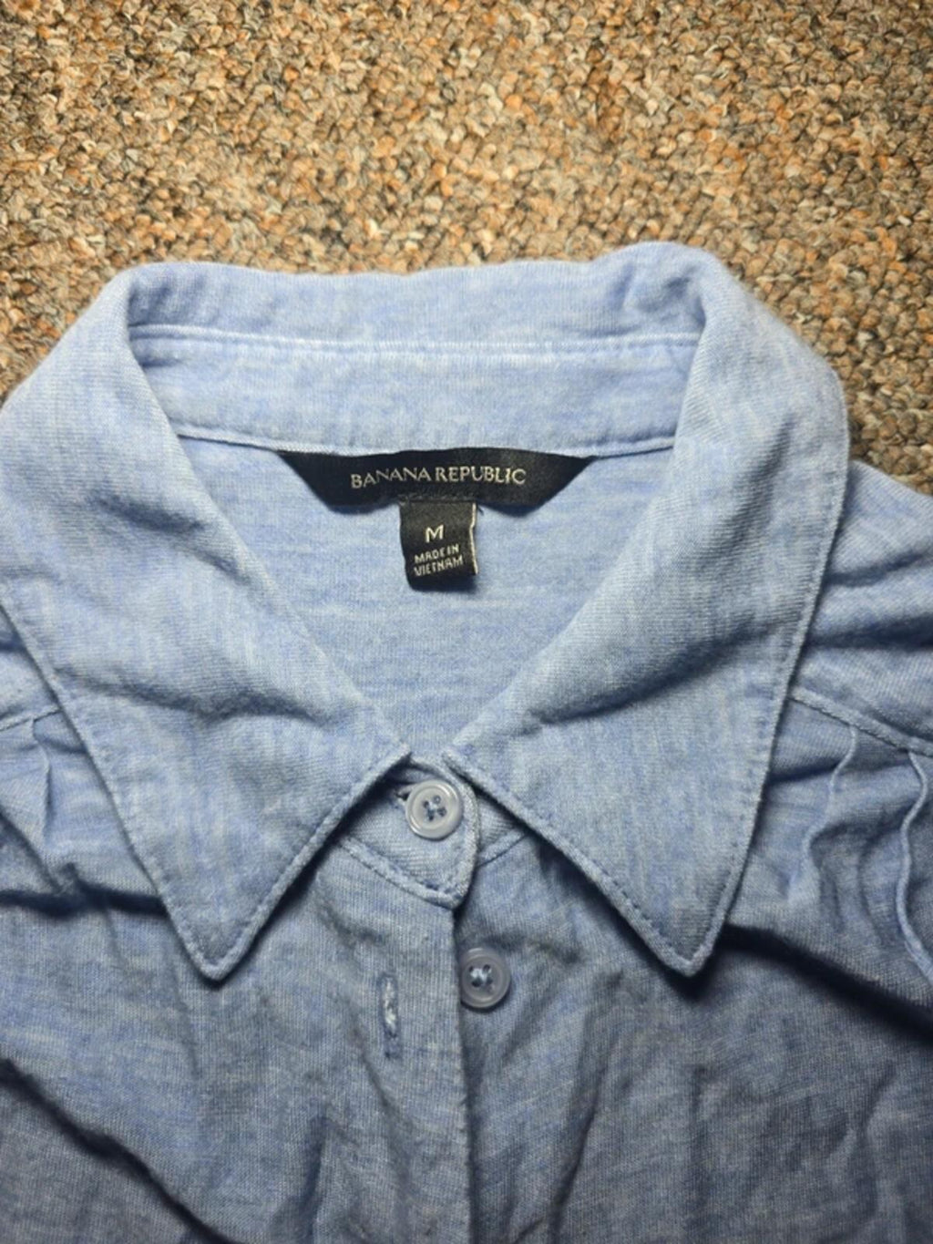 Banana Republic Faux Wrap Jersey Shirt, Light Blue, Size M, Excellent Condition
