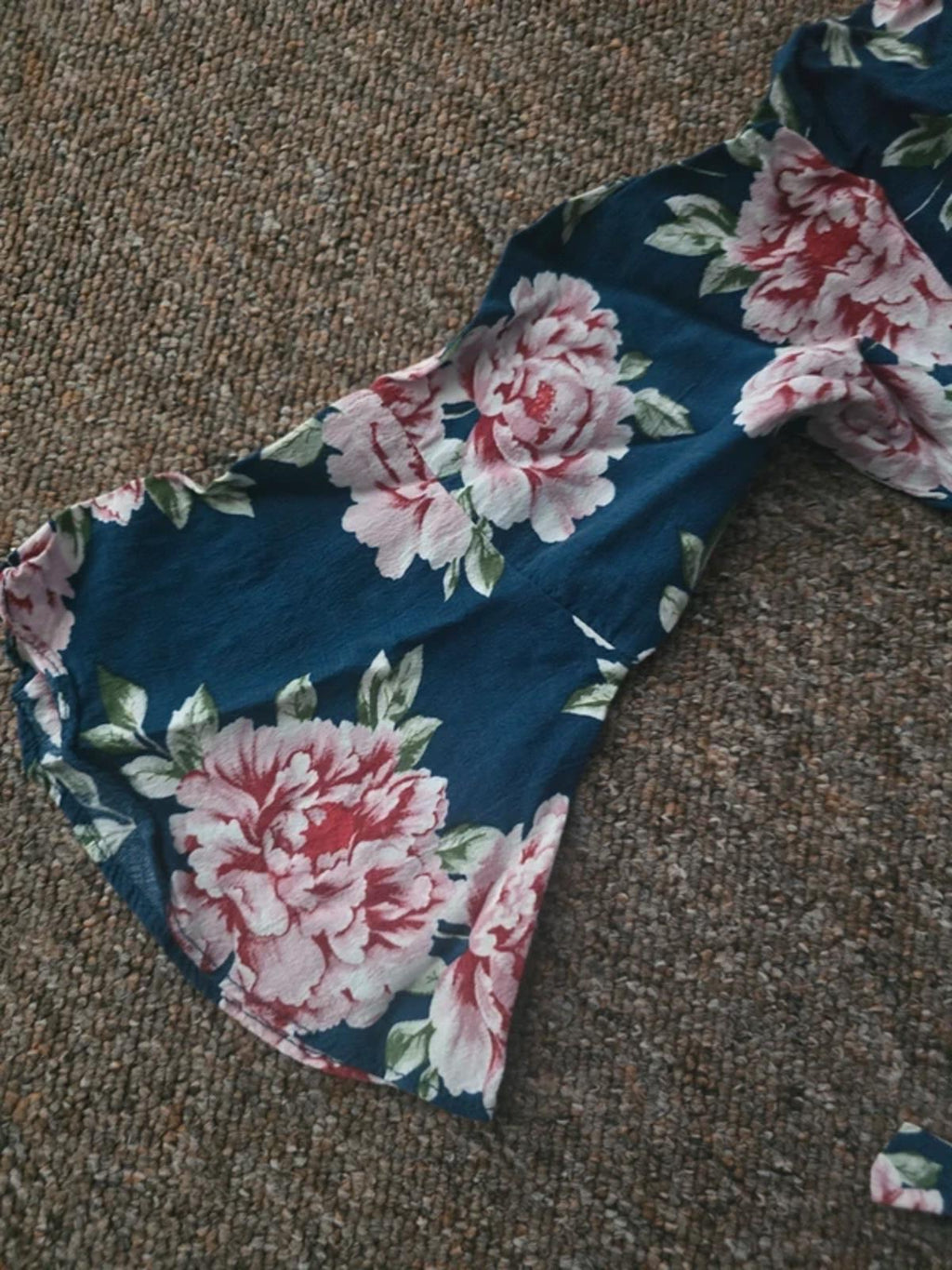 Topshop long sleeve floral print playsuit, romper, size 10, petite, summer, faux wrap