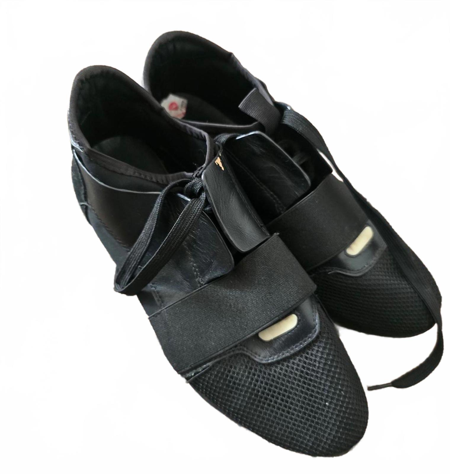 Balenciaga Black Mesh and Leather Sneakers, size UK5, race runner, designer