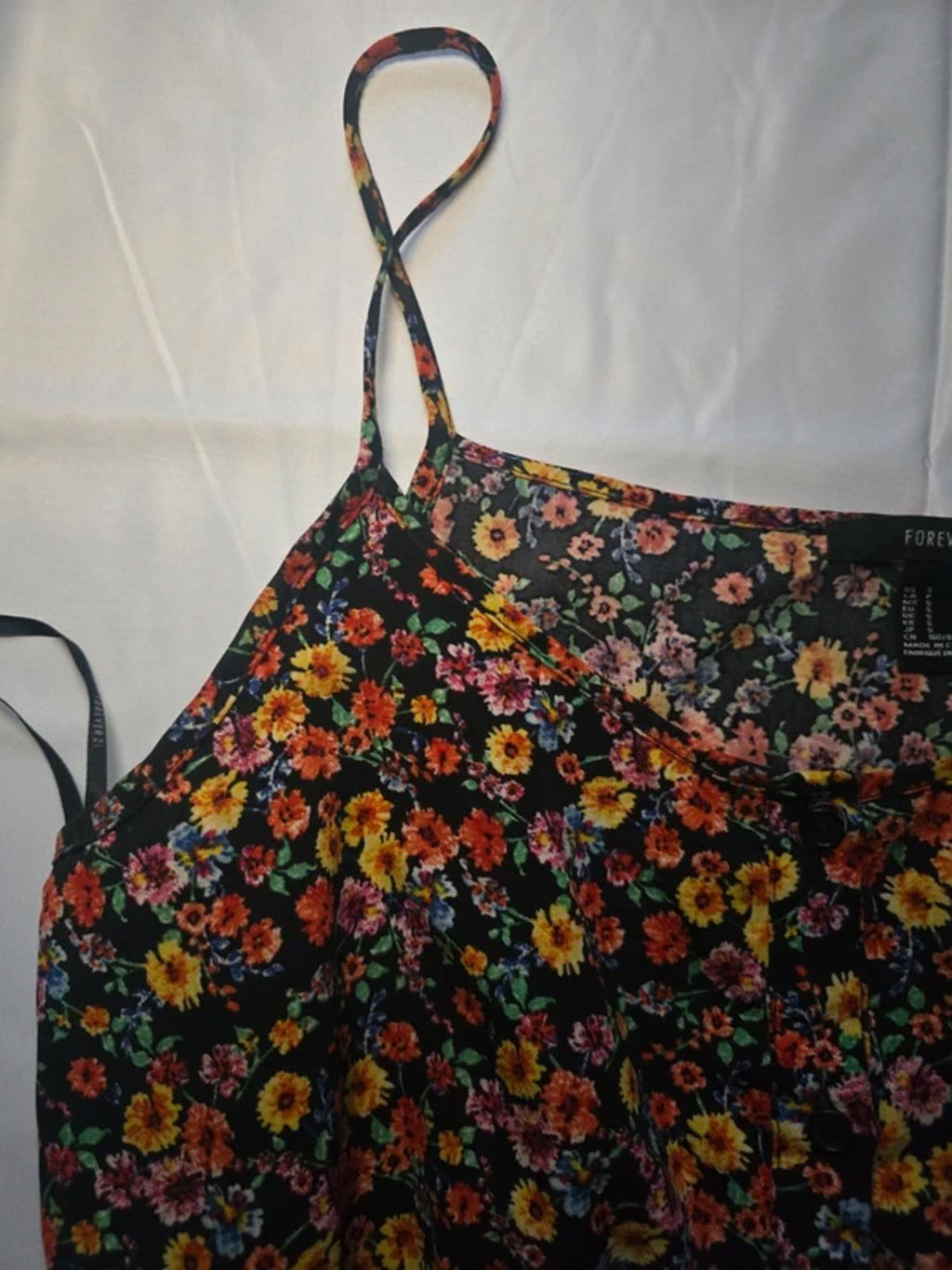 Floral print mini strappy sleeveless dress from Forever 21, size S