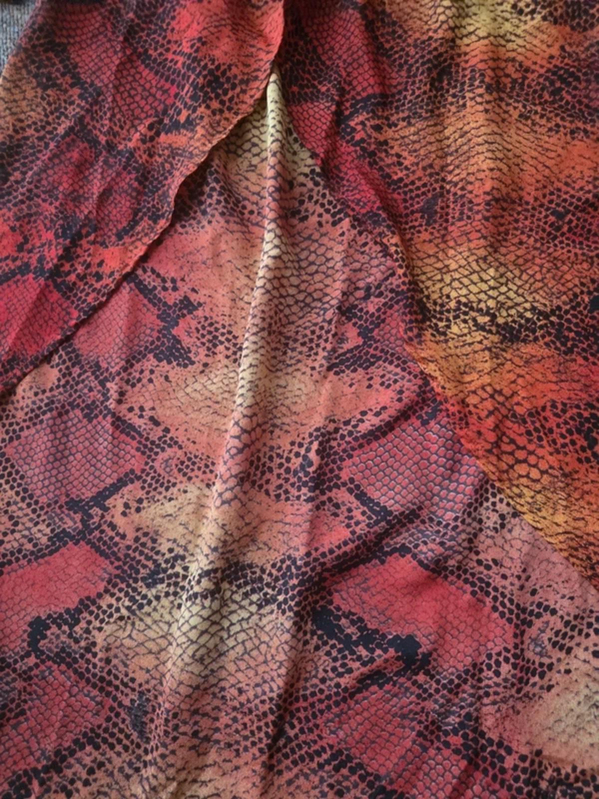 I Saw It First Sunset Snake Print Dress, Long Sleeve Front split, faux wrap, 8
