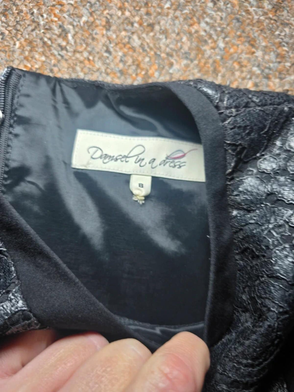 Damsel in a Dress Black Pencil Dress, Bodycon Panelled, Lace, sleeveless Size 12