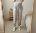 COS Light Grey Tapered Trousers with Hook and Zip Closure size 34 (UK8) turn ups