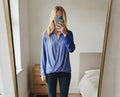 Banana Republic Faux Wrap Jersey Shirt, Light Blue, Size M, Excellent Condition