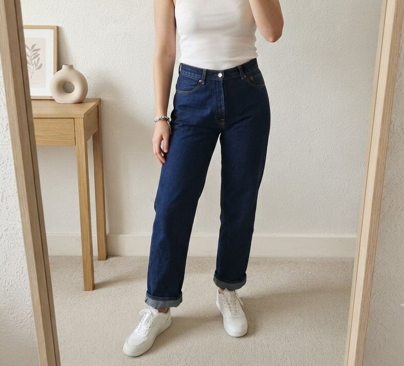 French Connection Dark Blue Denim Jeans Size UK 6, relaxed fit