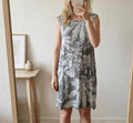 AllSaints Base Zonia Dress UK 12 US 8 EU 40 Grey Leaf Print Sleeveless
