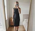 Damsel in a Dress Black Pencil Dress, Bodycon Panelled, Lace, sleeveless Size 12