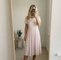 Elegant Pleated COS Dress in Light Pink, whimsical, mid length, size 8
