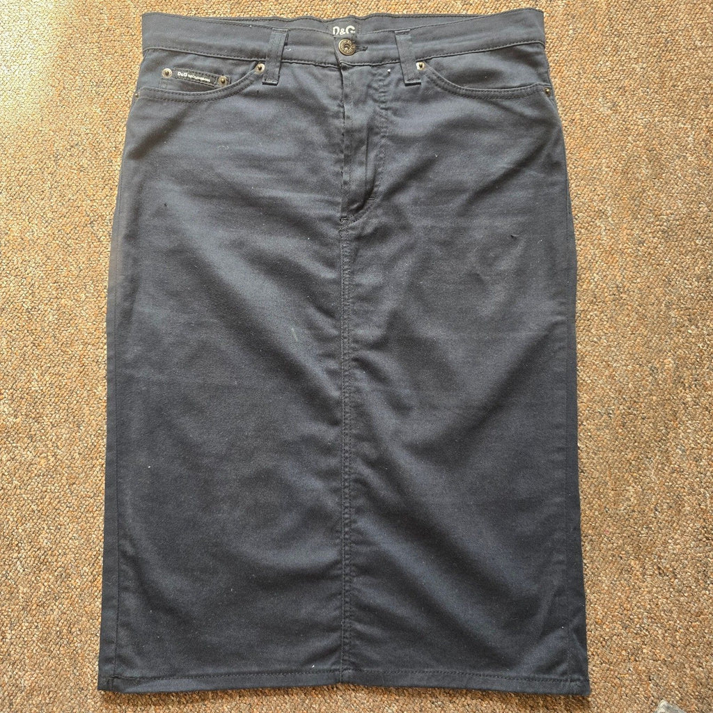 Dolce&Gabbana Washed Black Denim Style Pencil Skirt Size 12/30" vintage designer