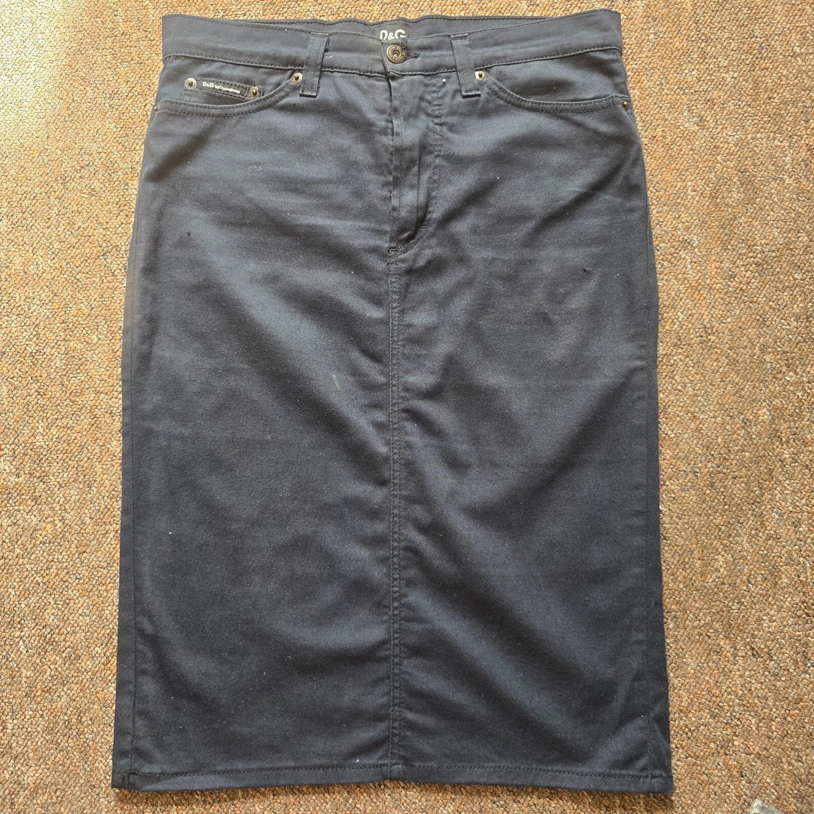 Dolce&Gabbana Washed Black Denim Style Pencil Skirt Size 12/30" vintage designer