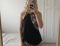 Black and Leopard Print Sleeveless Tank Top Size L, activewear, gym, stretch