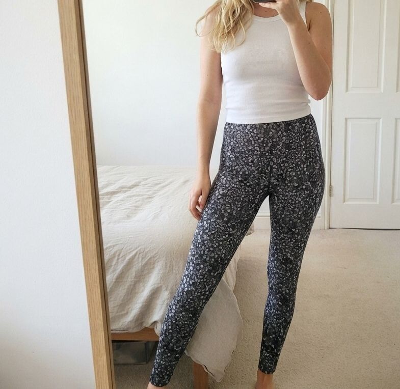F&F Active Women's Medium Black and Grey Leopard Print Leggings gym activewear