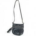 Warehouse Small Black Leather Crossbody Bag with Tassel Detail