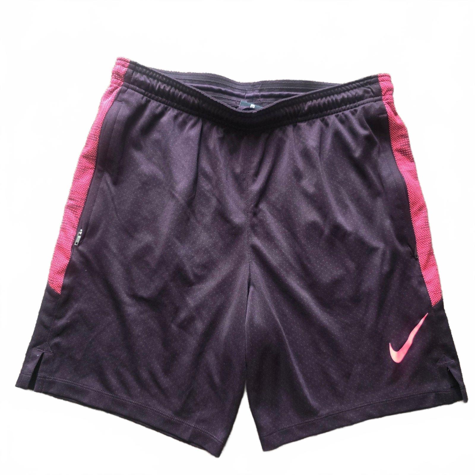Nike Dri-Fit Men's Athletic Shorts Medium Black with Pink Stripes