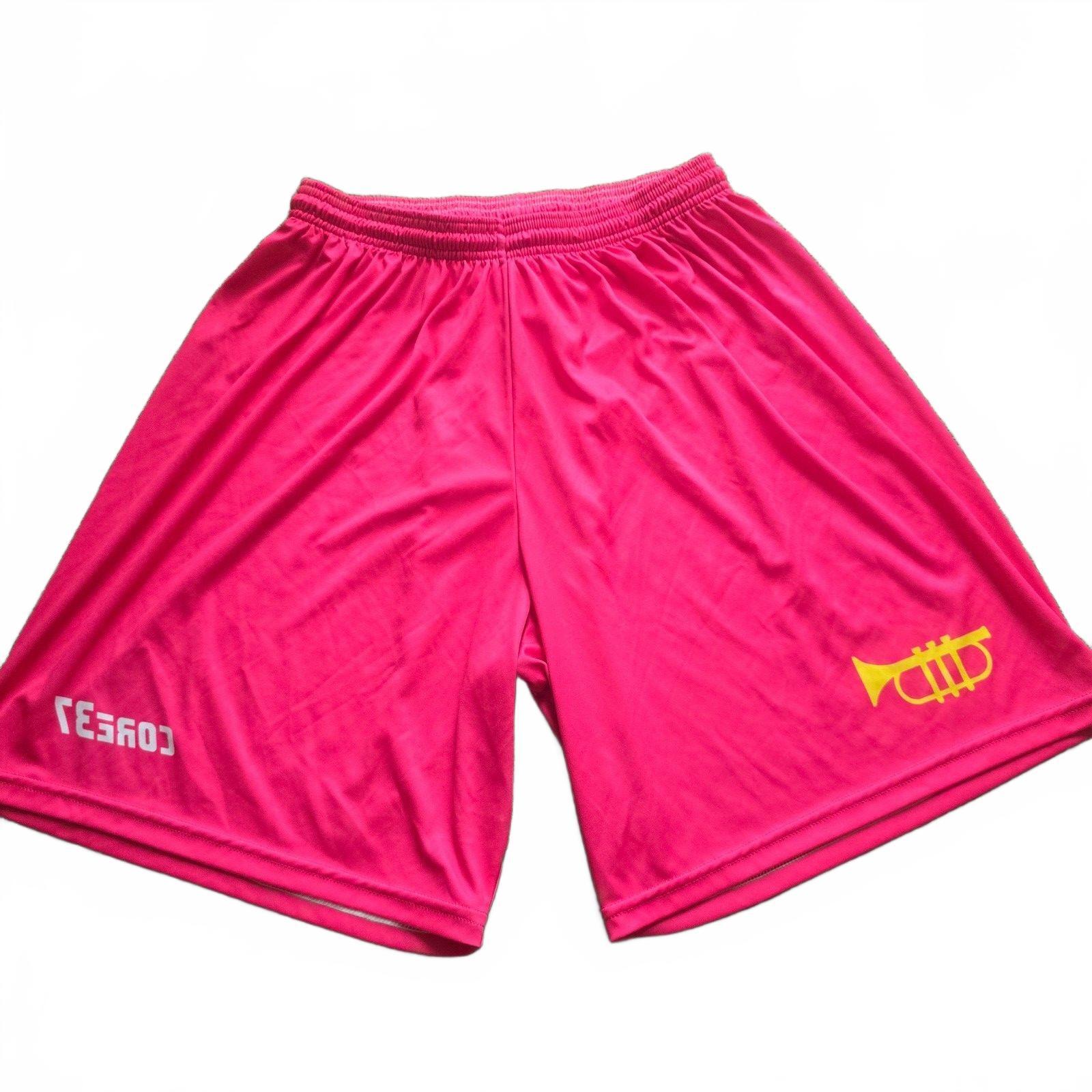 Core37 Pink Athletic Shorts Size 36" with Yellow Trumpet Logo, sportswear, Mens