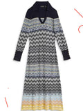 Ted Baker Chevron Knit Collared zigzag Midi Dress, size 4, spring, holiday