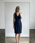 Kenneth Cole New York Navy Sleeveless Faux wrap style Dress with Back Zipper, S