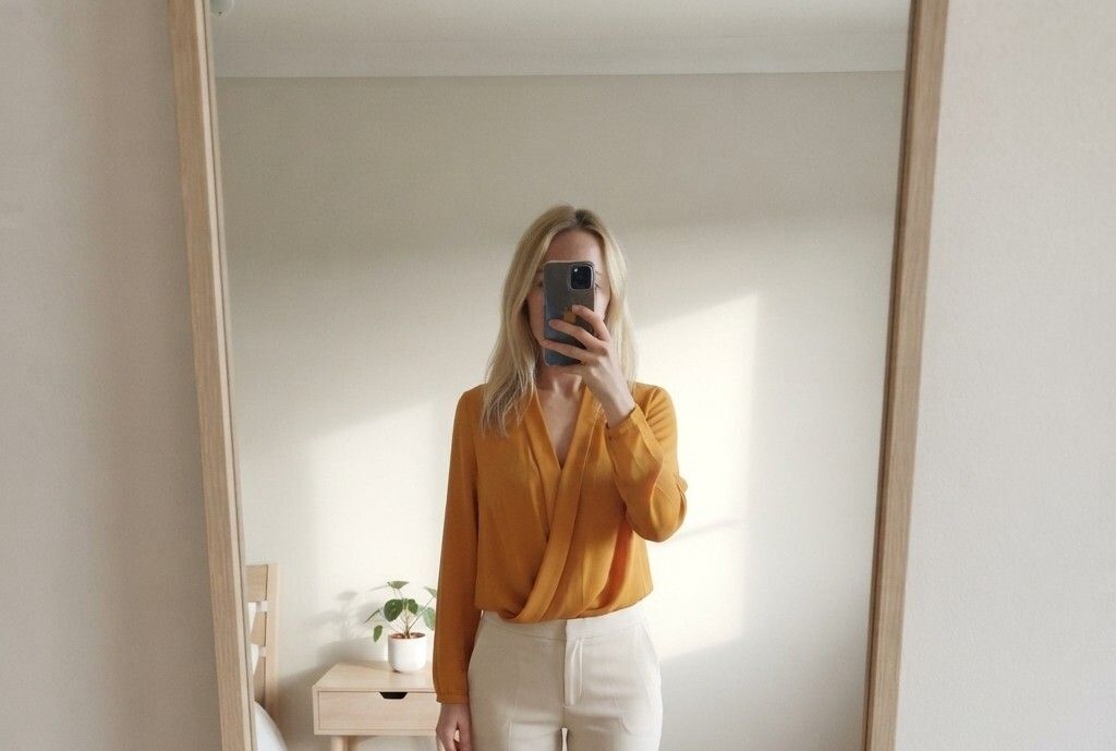 Atmosphere Mustard Yellow Long Sleeve Draped Blouse shirt UK 10